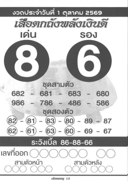 หวยเสือตกถัง 1/10/69